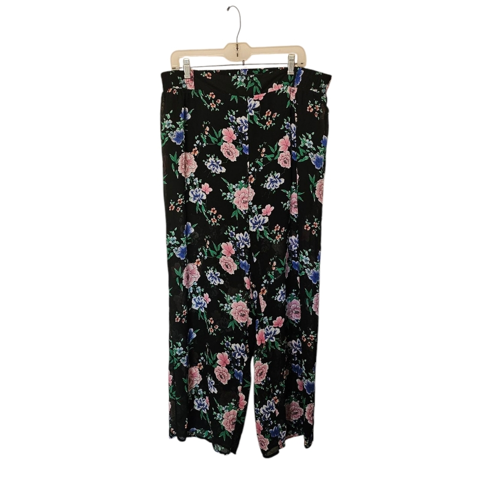 Torrid Chiffon Wide Leg Floral Print Pants with Under Shorts, Size 1X